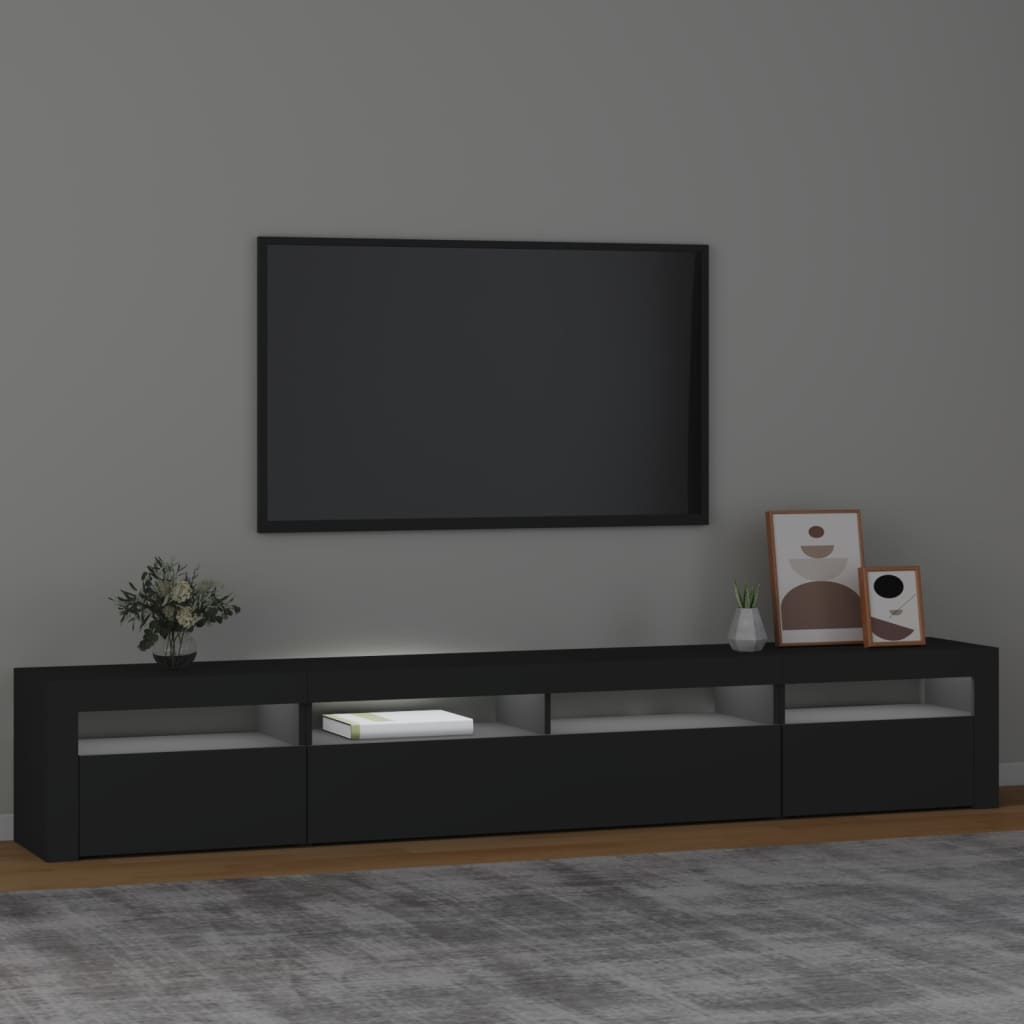 TV skrinka s LED svetlami čierna 240x35x40 cm