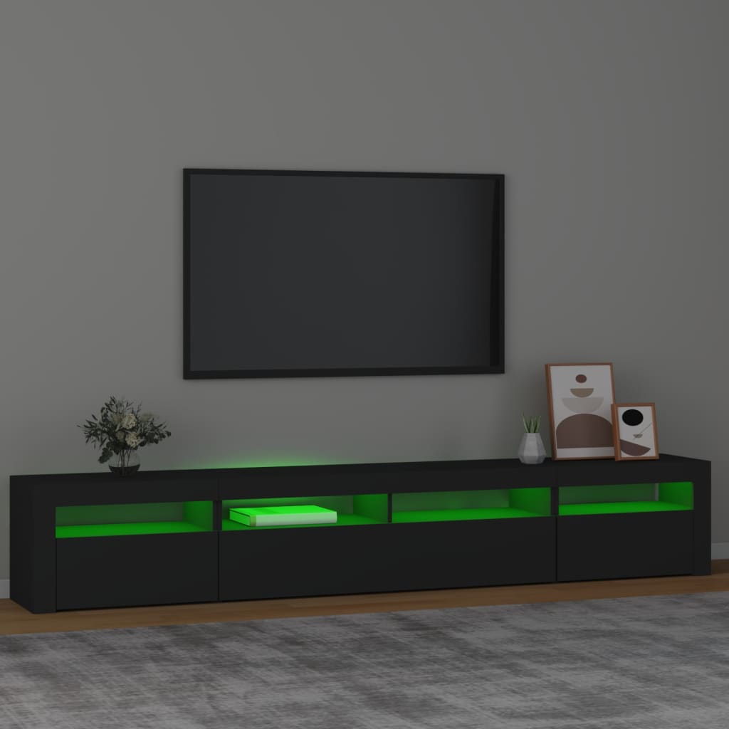 TV skrinka s LED svetlami čierna 240x35x40 cm