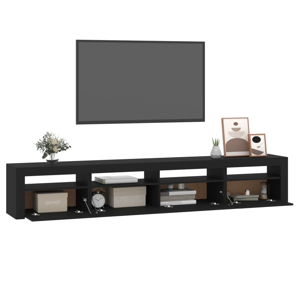 TV skrinka s LED svetlami čierna 240x35x40 cm
