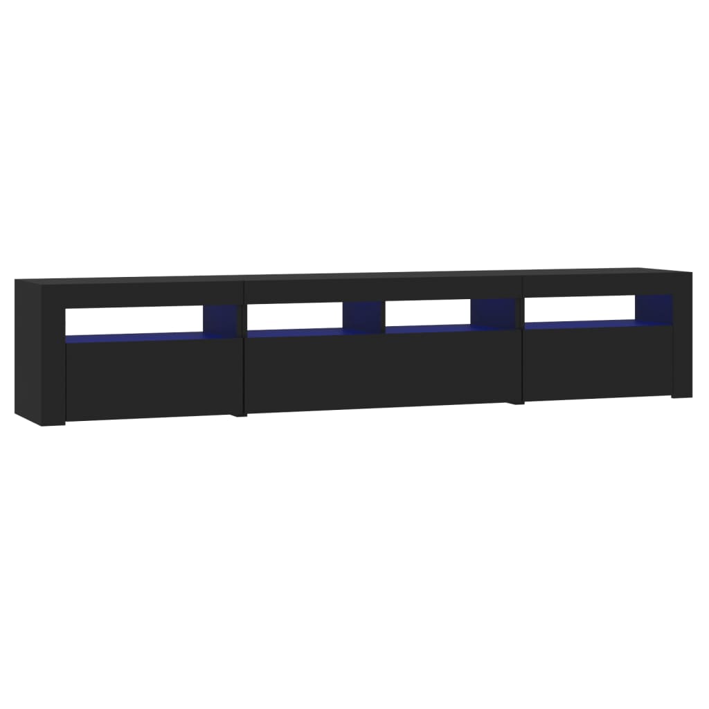 TV skrinka s LED svetlami čierna 210x35x40 cm