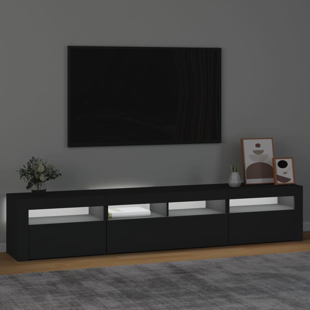 TV skrinka s LED svetlami čierna 210x35x40 cm
