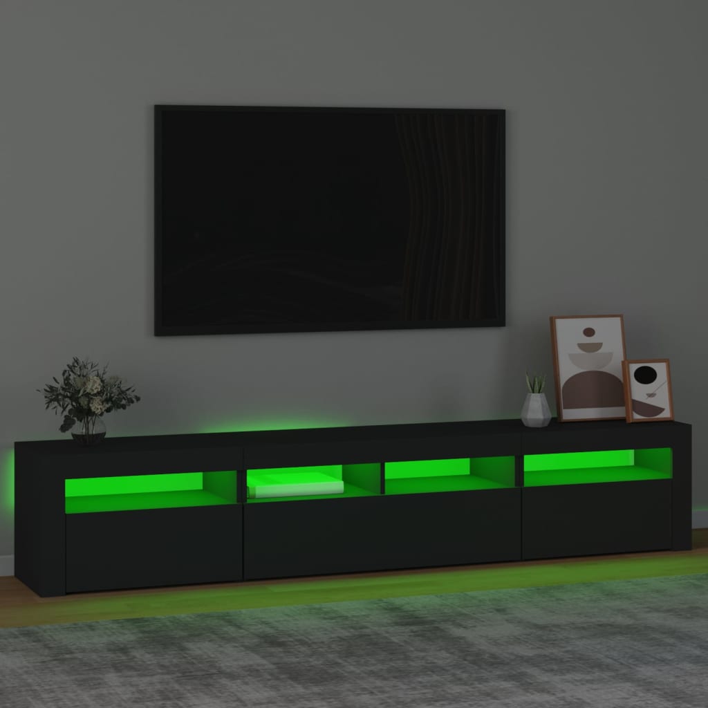 TV skrinka s LED svetlami čierna 210x35x40 cm