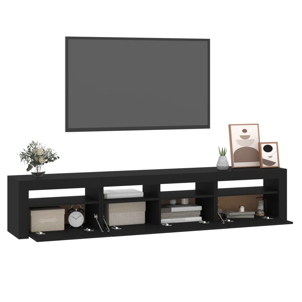 TV skrinka s LED svetlami čierna 210x35x40 cm