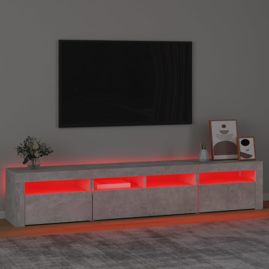 TV skrinka s LED svetlami betónová sivá 210 x 35 x 40 cm