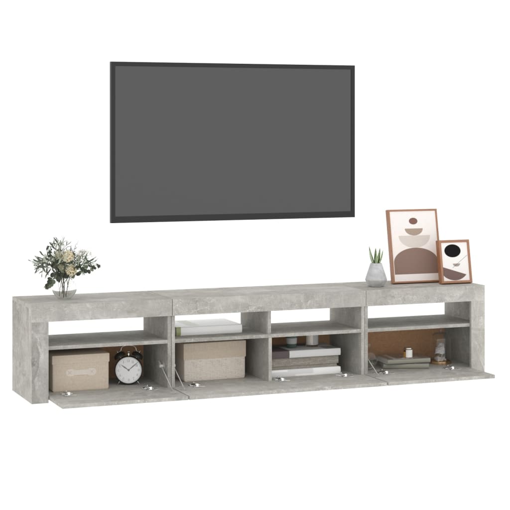 TV skrinka s LED svetlami betónová sivá 210 x 35 x 40 cm