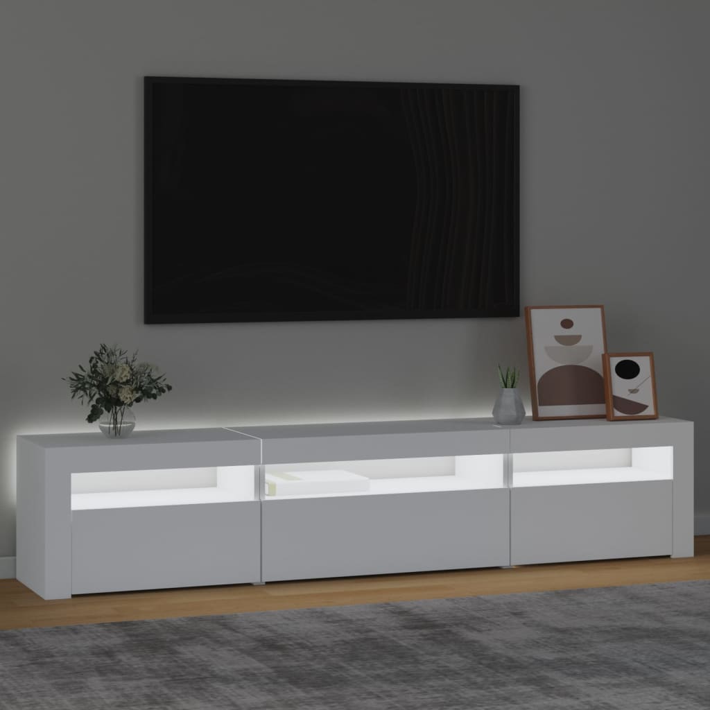 TV skrinka s LED svetlami biela 195x35x40 cm