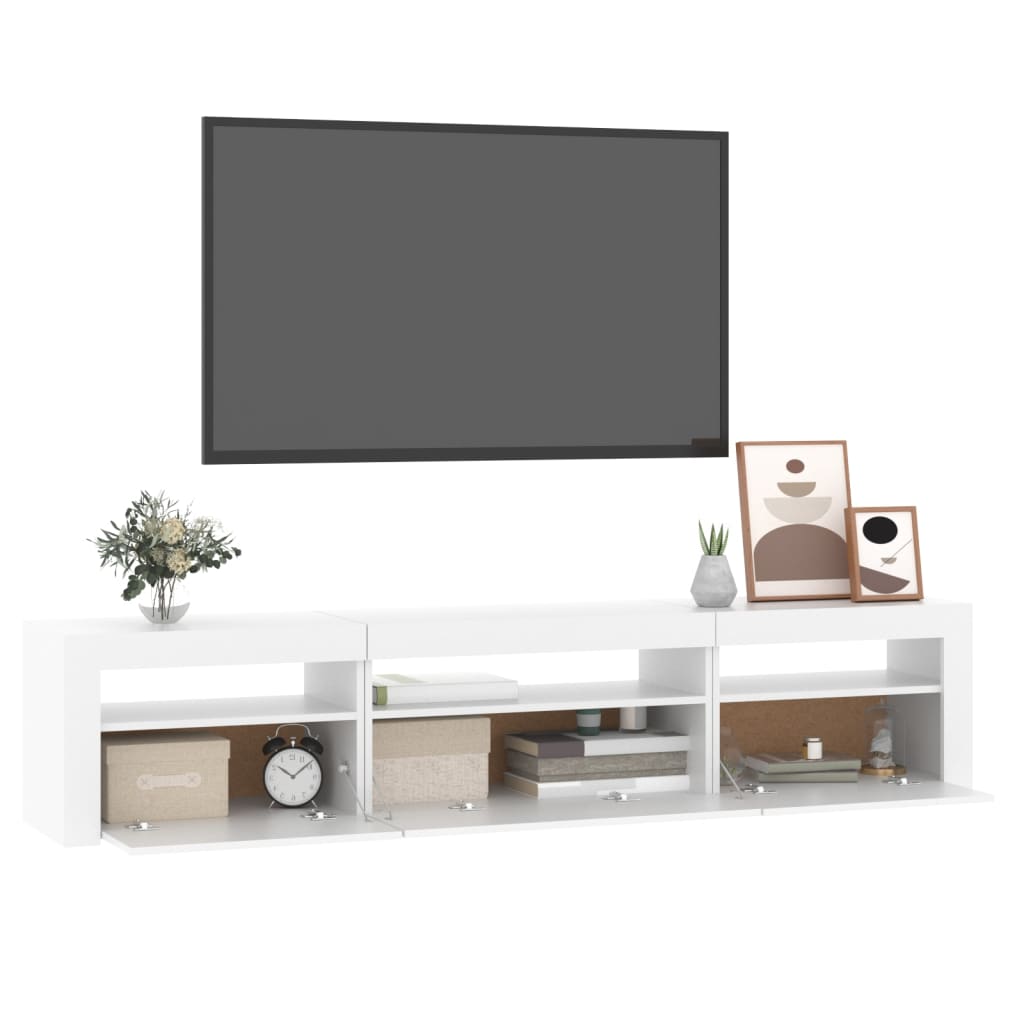 TV skrinka s LED svetlami biela 195x35x40 cm