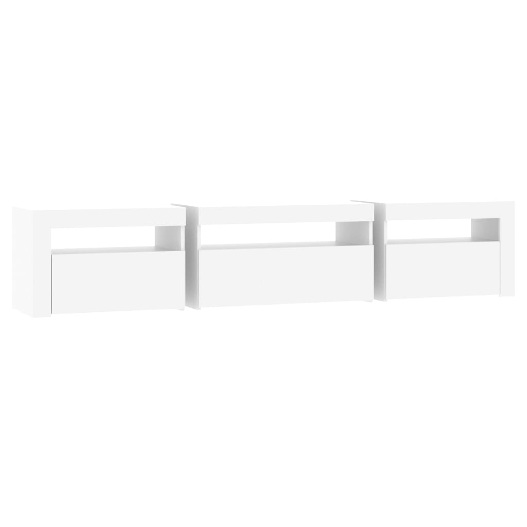TV skrinka s LED svetlami biela 195x35x40 cm