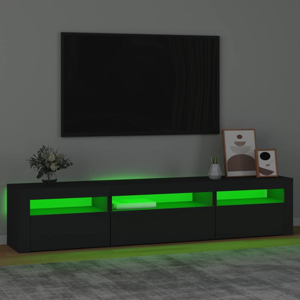 TV skrinka s LED svetlami čierna 195x35x40 cm