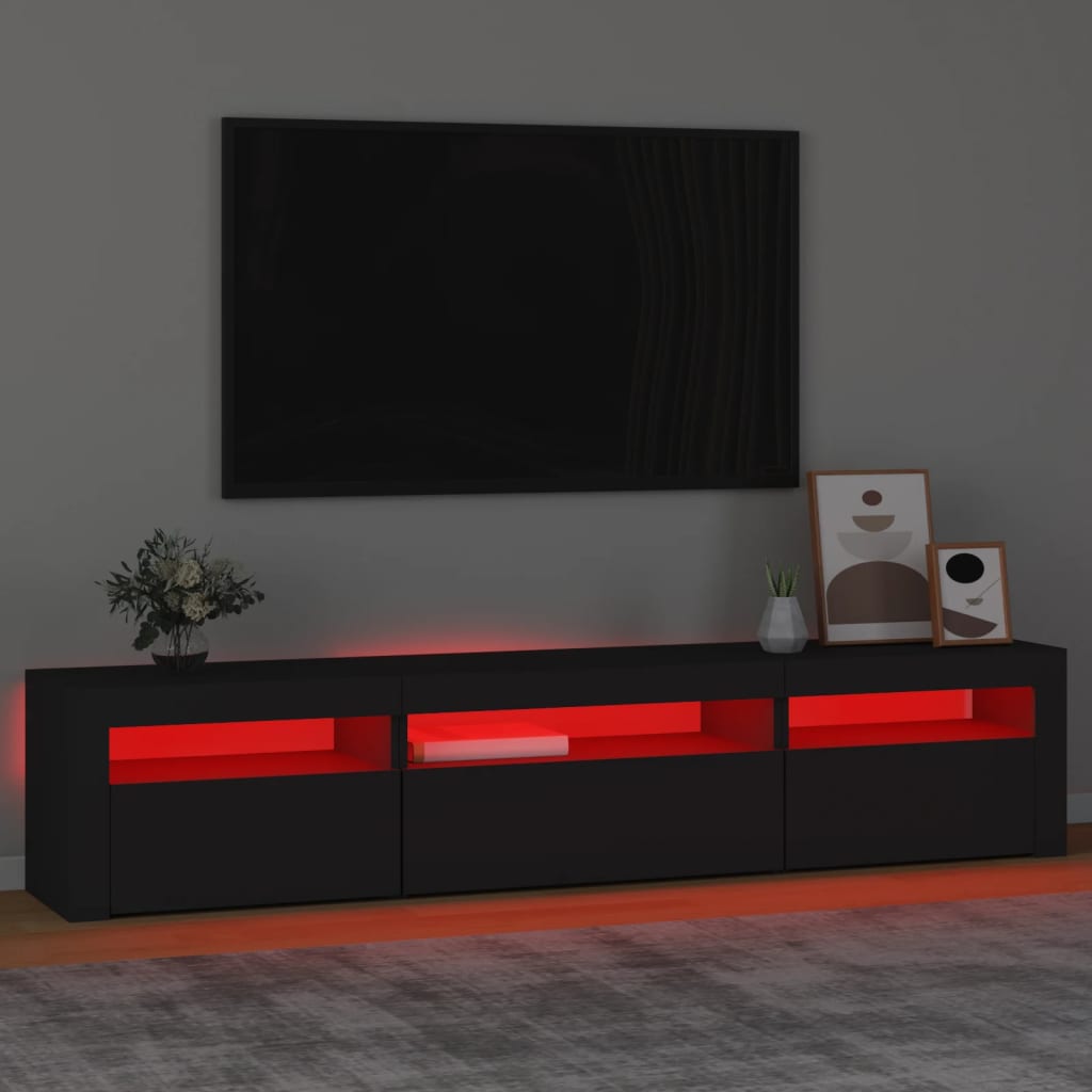 TV skrinka s LED svetlami čierna 195x35x40 cm