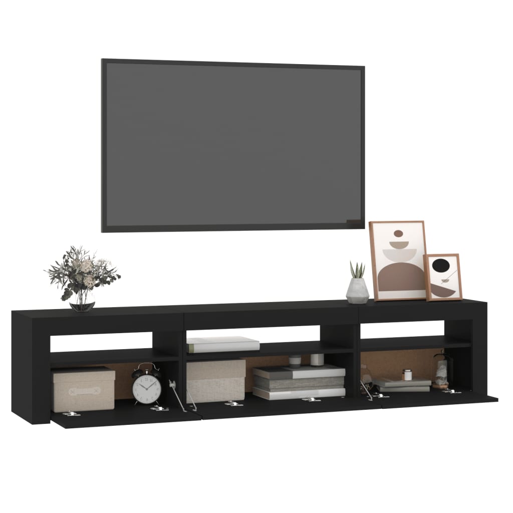 TV skrinka s LED svetlami čierna 195x35x40 cm
