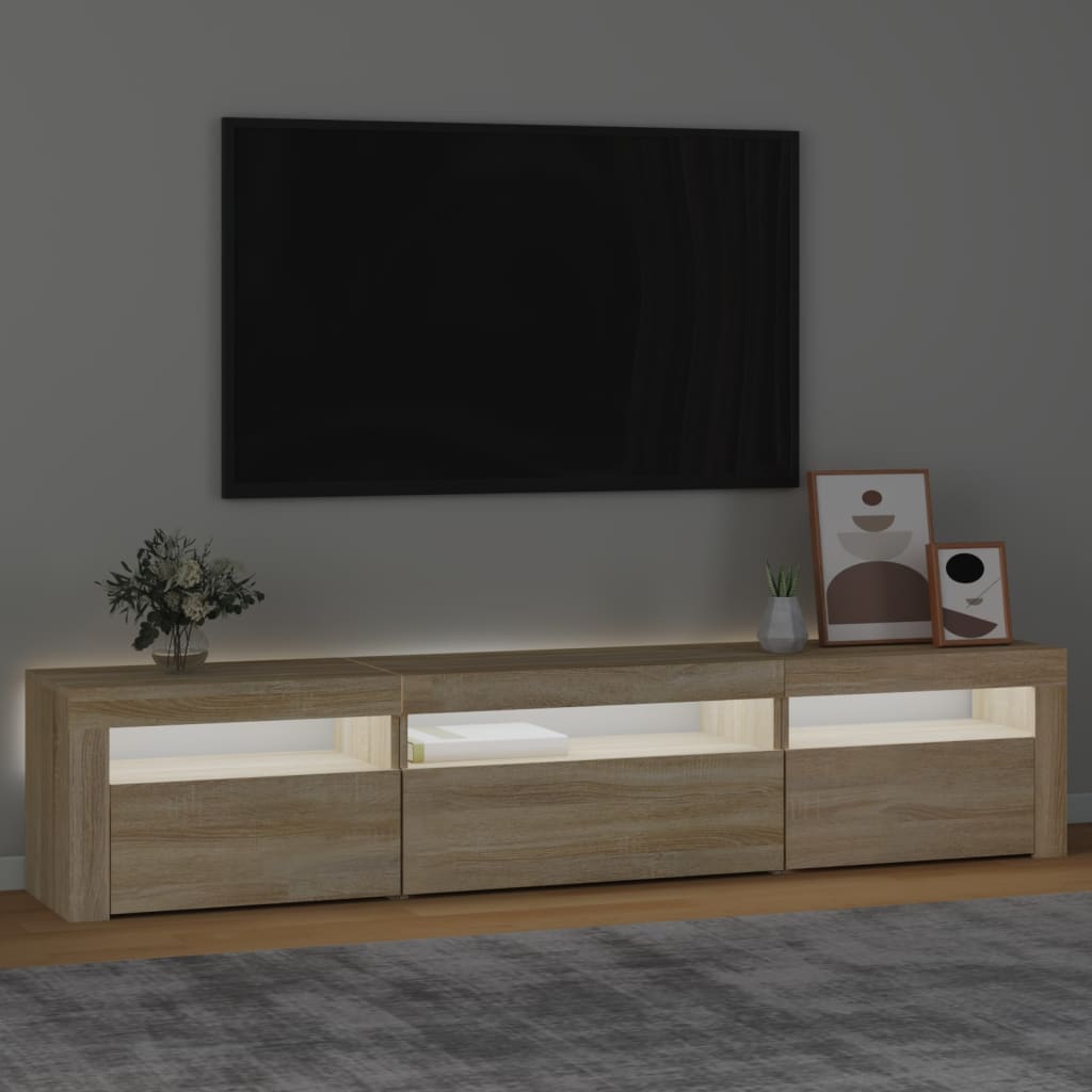 TV skrinka s LED svetlami dub sonoma 195x35x40 cm