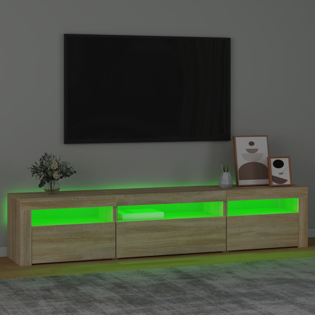 TV skrinka s LED svetlami dub sonoma 195x35x40 cm