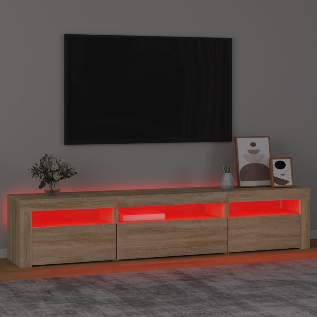 TV skrinka s LED svetlami dub sonoma 195x35x40 cm