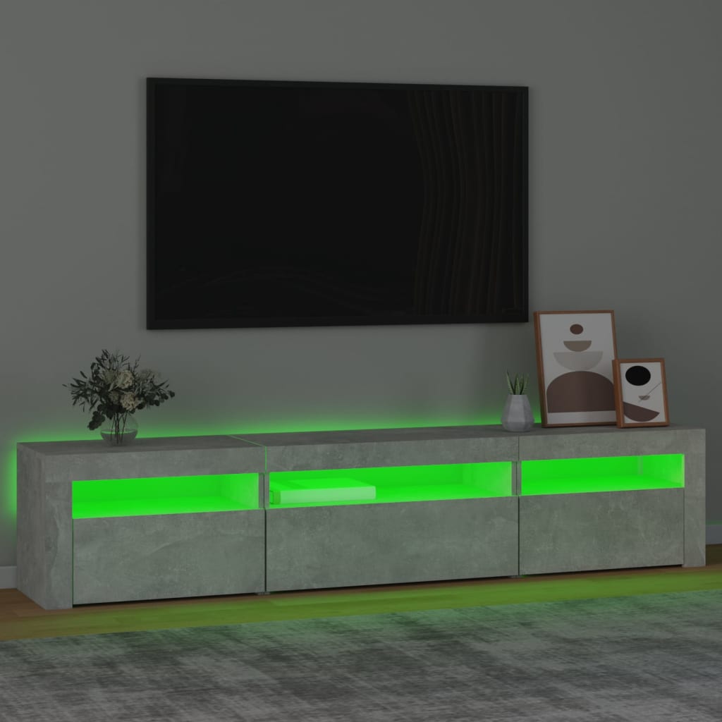 TV skrinka s LED svetlami betónová sivá 195x35x40 cm