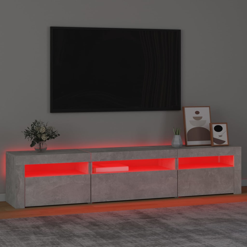 TV skrinka s LED svetlami betónová sivá 195x35x40 cm