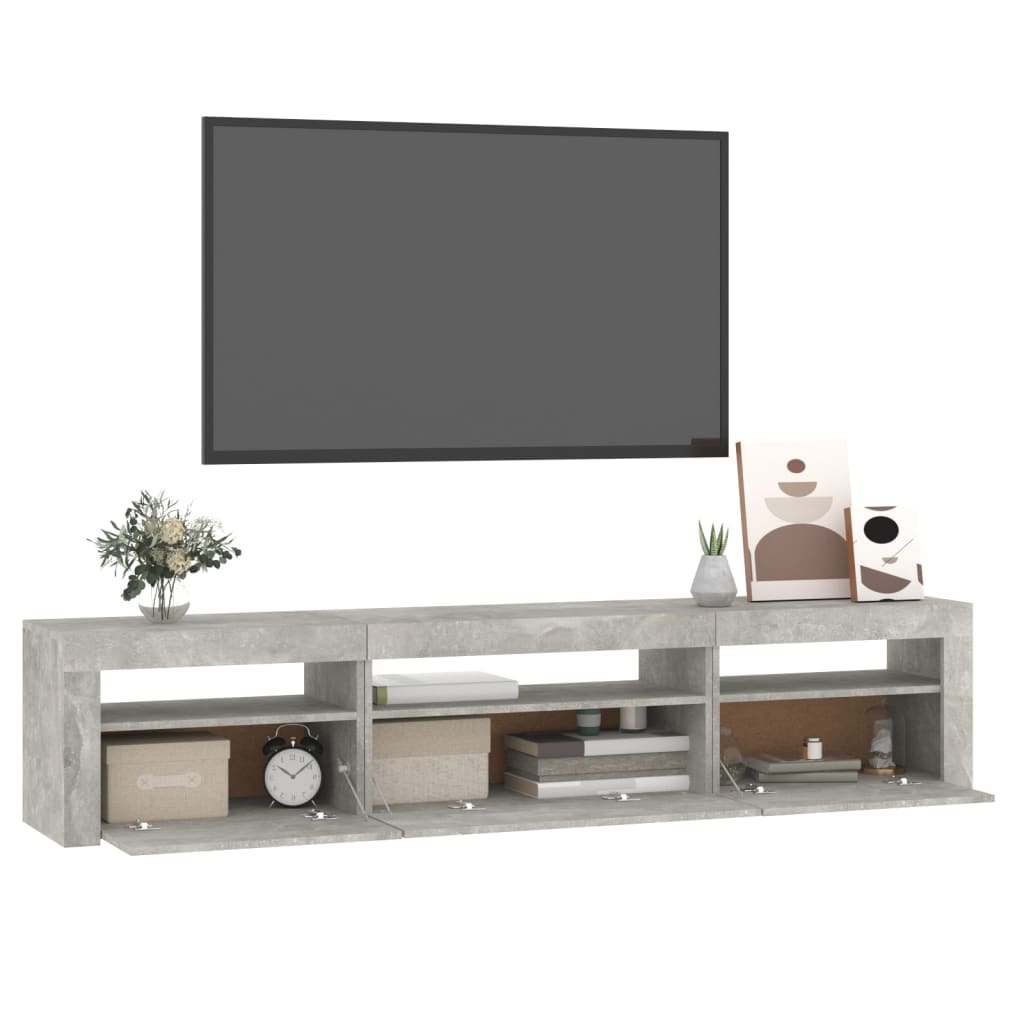 TV skrinka s LED svetlami betónová sivá 195x35x40 cm