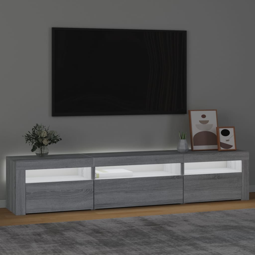 TV skrinka s LED svetlami sivá sonoma 195x35x40 cm