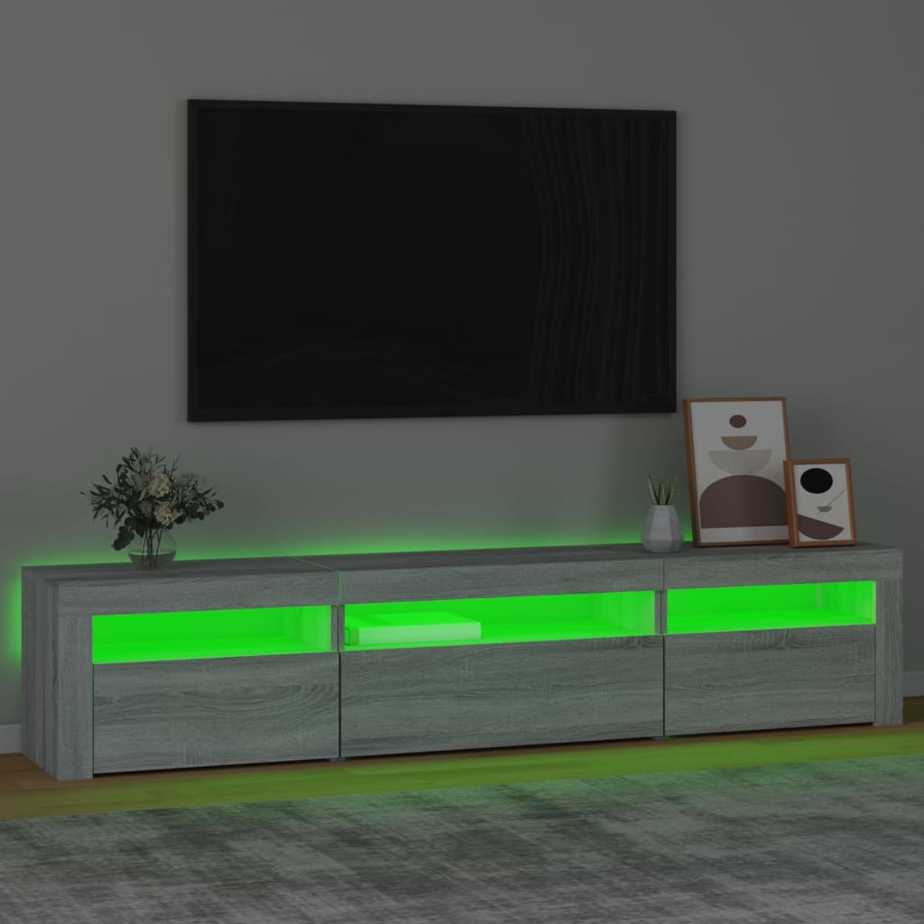 TV skrinka s LED svetlami sivá sonoma 195x35x40 cm
