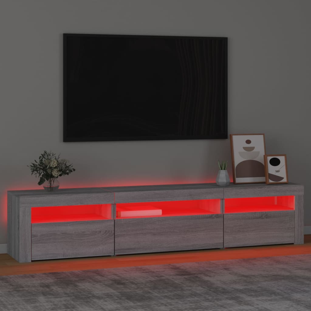 TV skrinka s LED svetlami sivá sonoma 195x35x40 cm