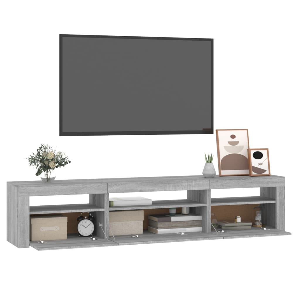 TV skrinka s LED svetlami sivá sonoma 195x35x40 cm