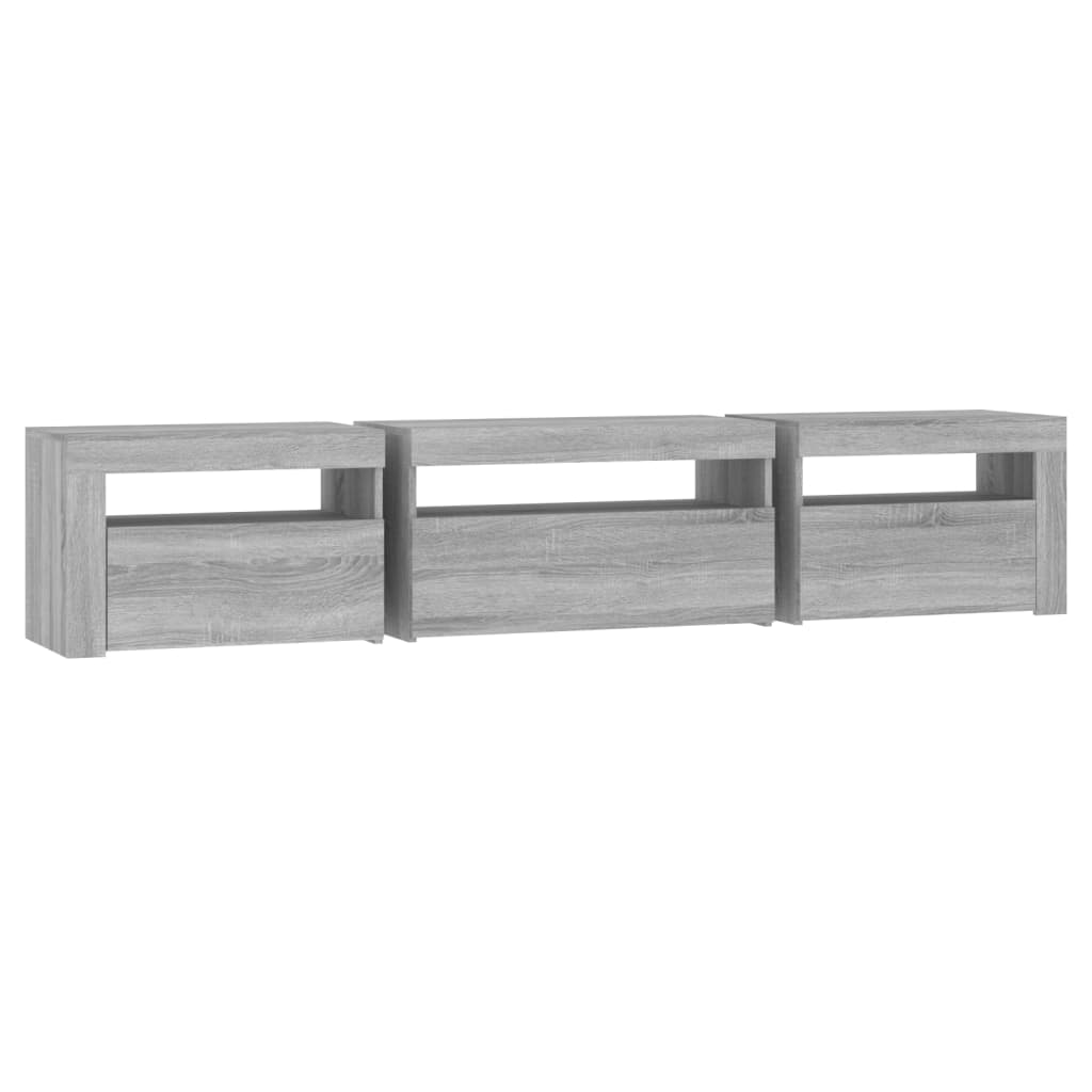 TV skrinka s LED svetlami sivá sonoma 195x35x40 cm
