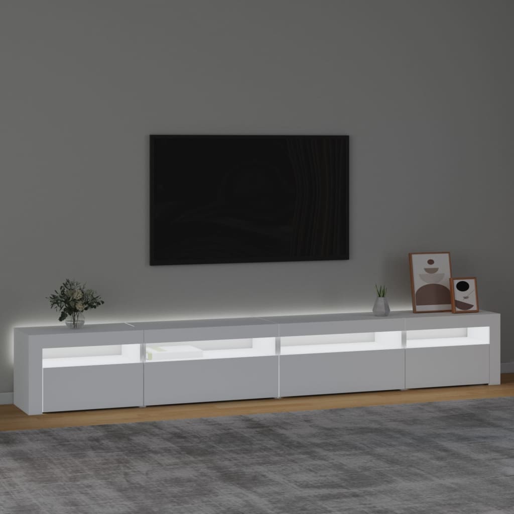 TV skrinka s LED svetlami biela 270x35x40 cm