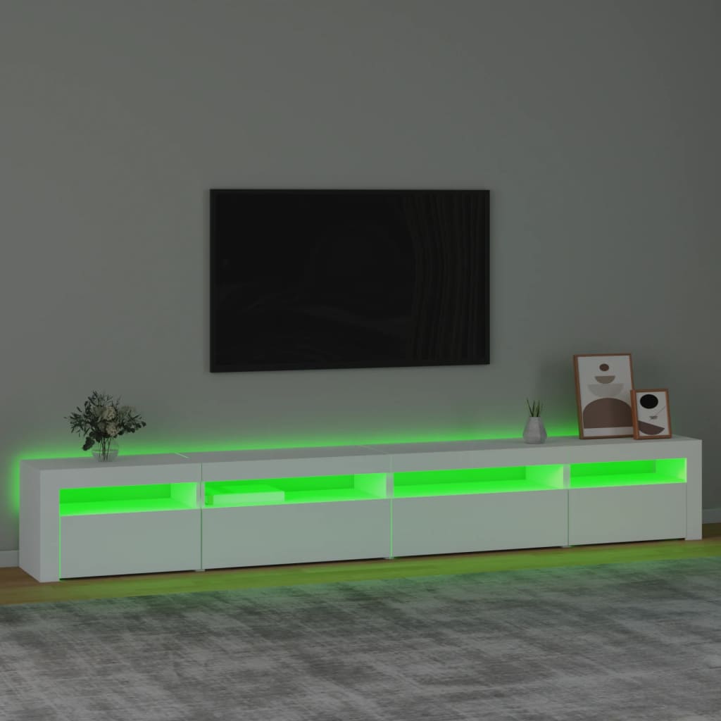 TV skrinka s LED svetlami biela 270x35x40 cm