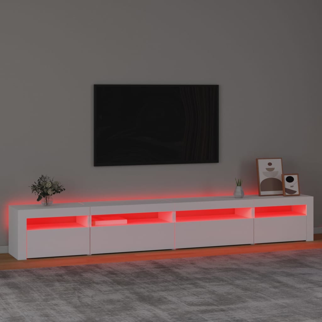 TV skrinka s LED svetlami biela 270x35x40 cm