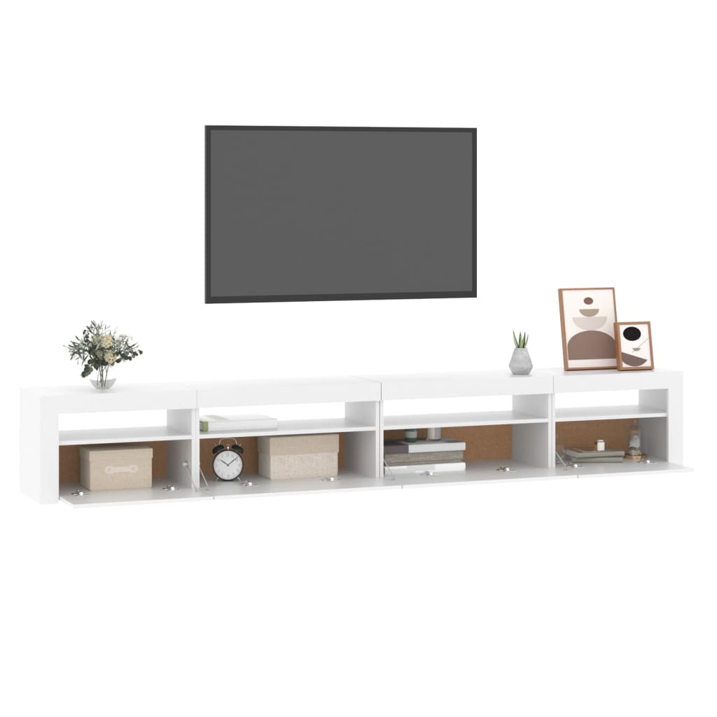 TV skrinka s LED svetlami biela 270x35x40 cm