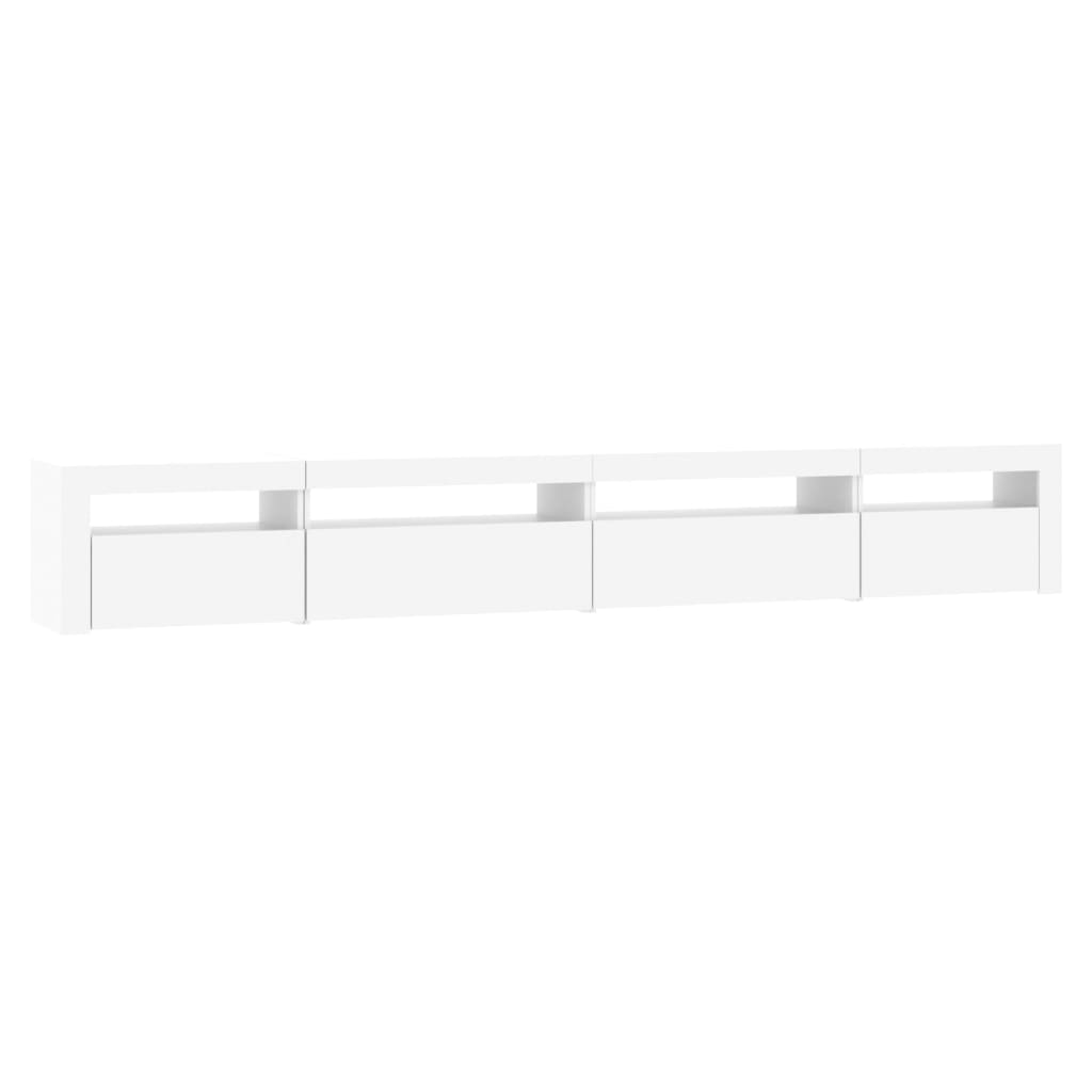 TV skrinka s LED svetlami biela 270x35x40 cm