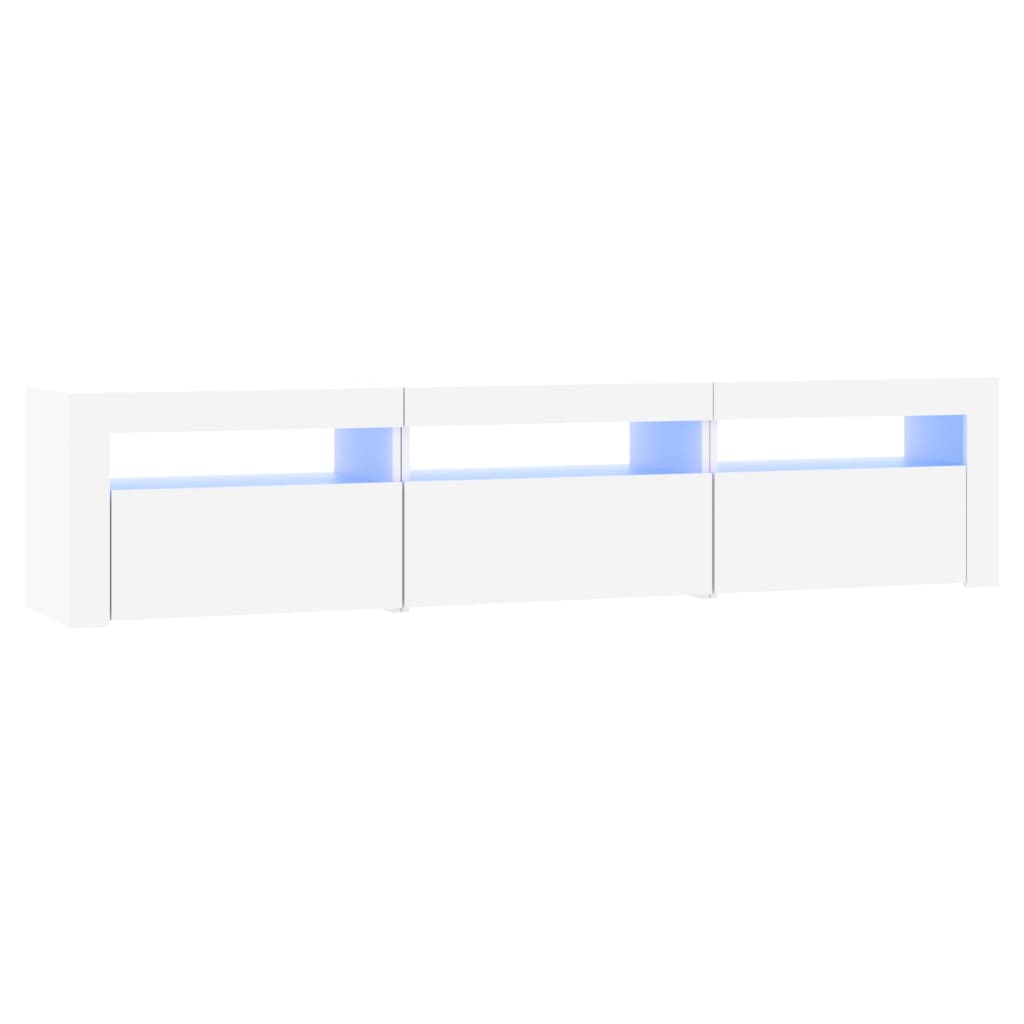 TV skrinka s LED svetlami biely 180x35x40 cm