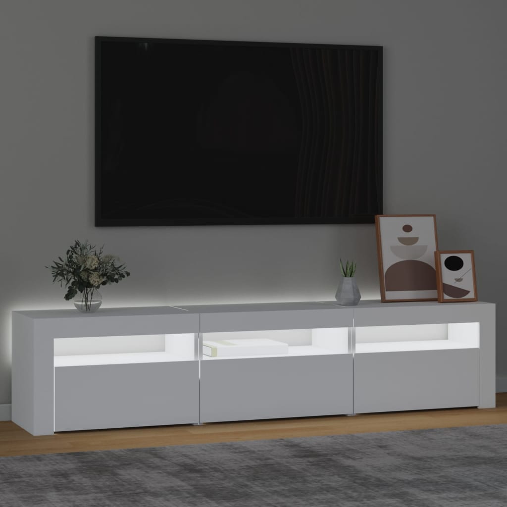 TV skrinka s LED svetlami biely 180x35x40 cm