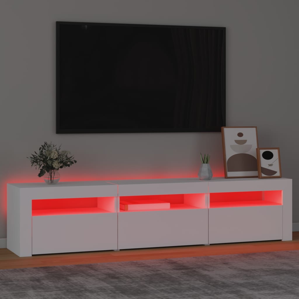 TV skrinka s LED svetlami biely 180x35x40 cm