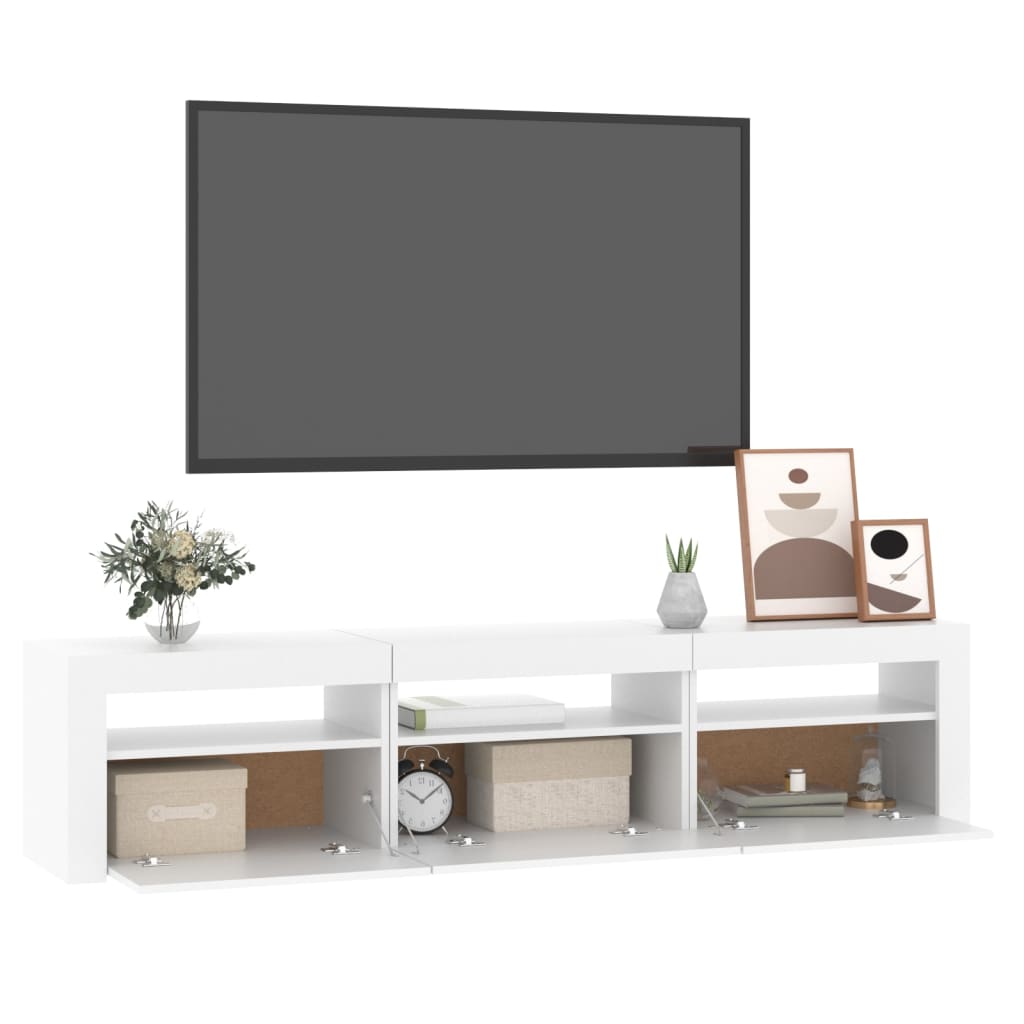 TV skrinka s LED svetlami biely 180x35x40 cm