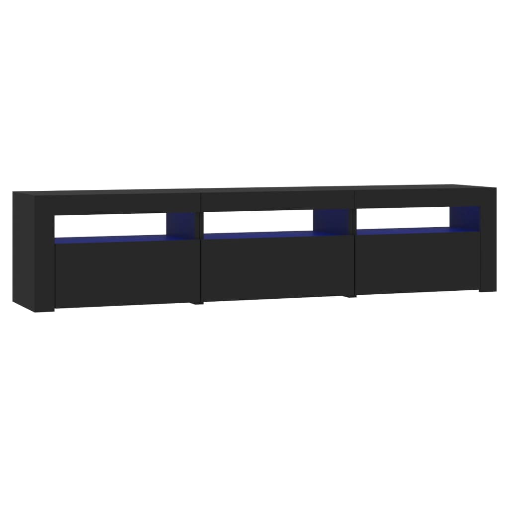 TV skrinka s LED svetlami čierna 180x35x40 cm