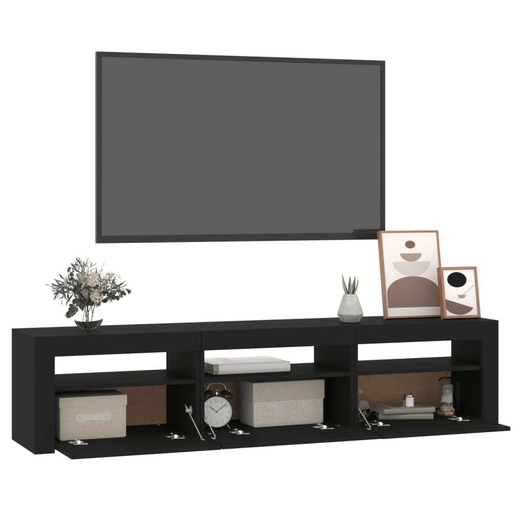 TV skrinka s LED svetlami čierna 180x35x40 cm