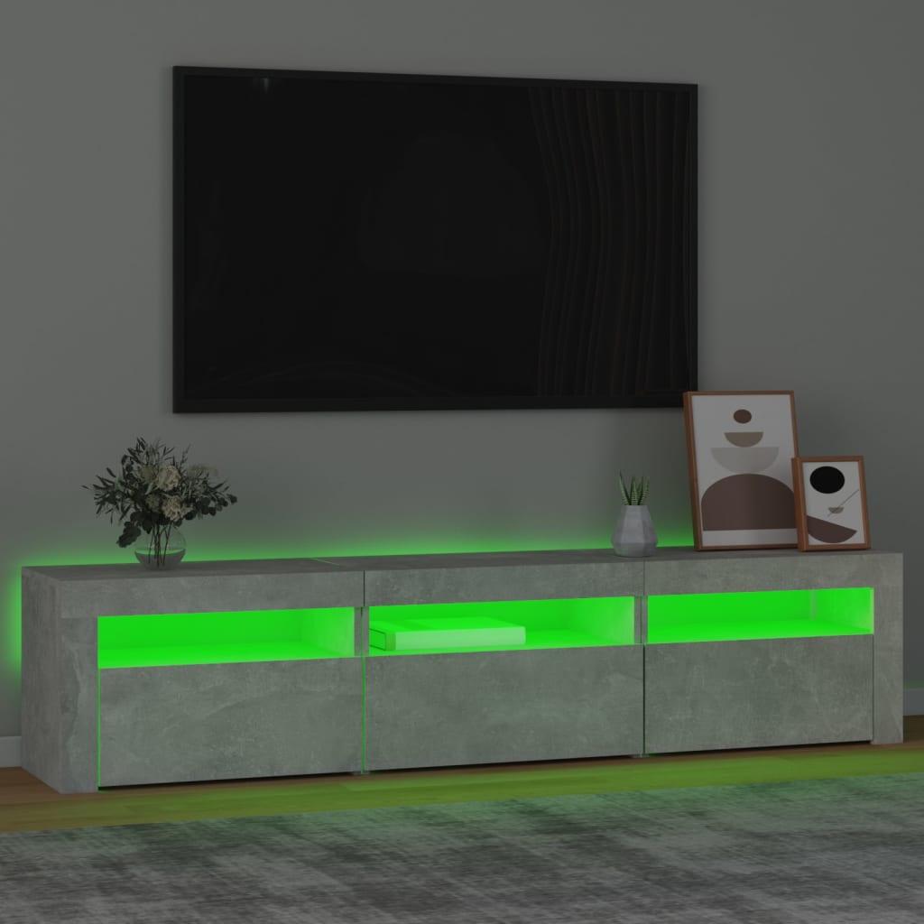 TV skrinka s LED svetlami betónová sivá 180x35x40 cm