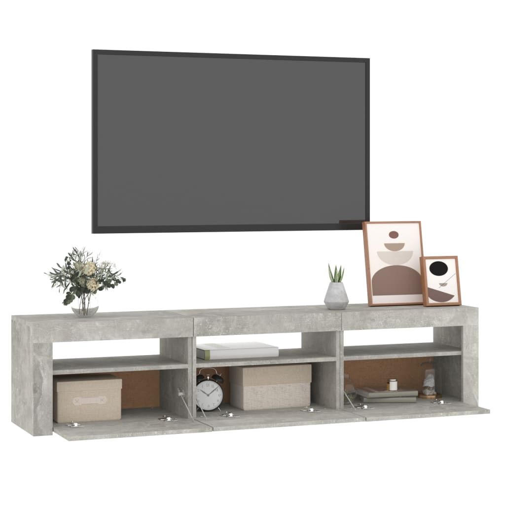 TV skrinka s LED svetlami betónová sivá 180x35x40 cm