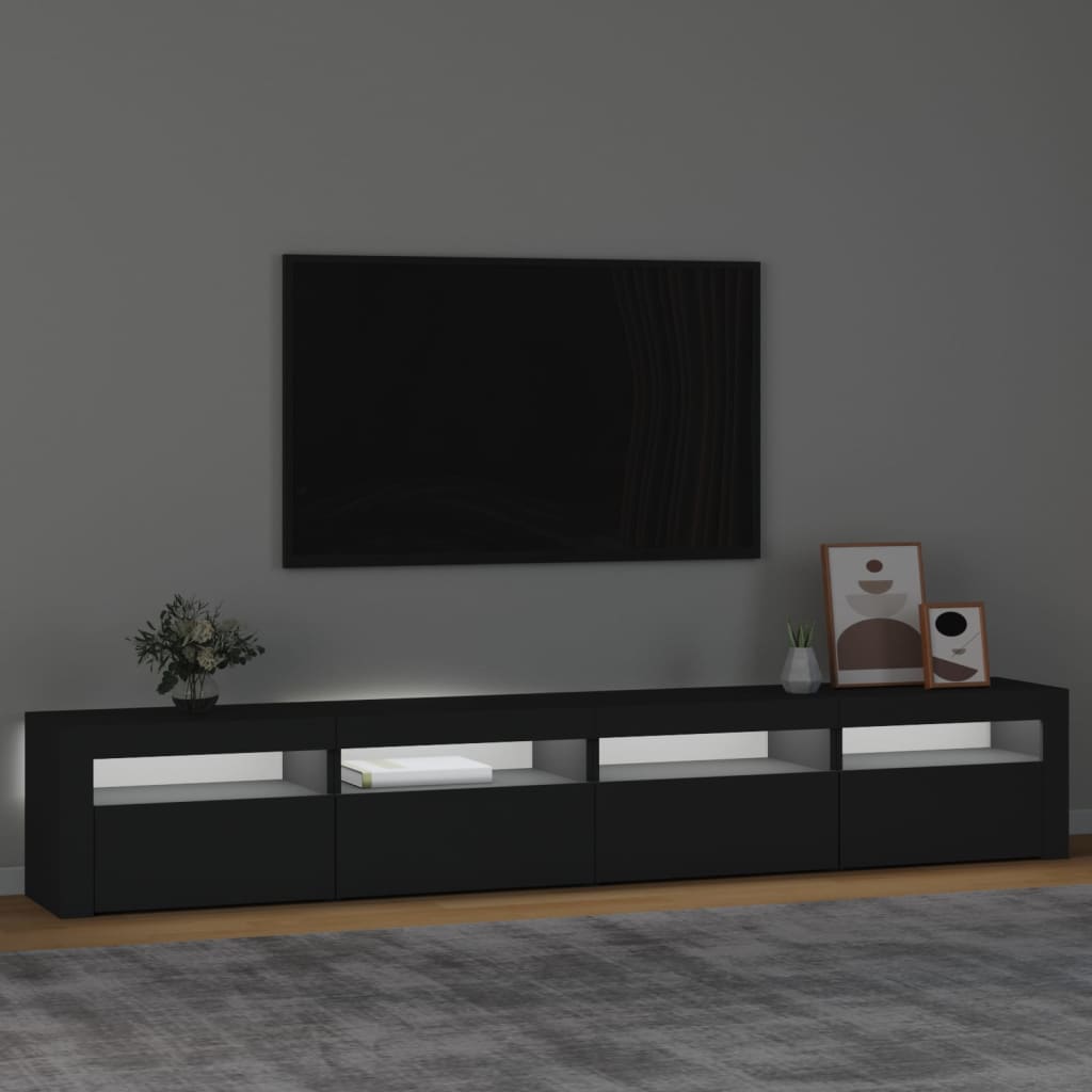 TV skrinka s LED svetlami čierna 240x35x40 cm
