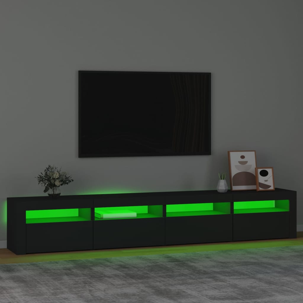 TV skrinka s LED svetlami čierna 240x35x40 cm