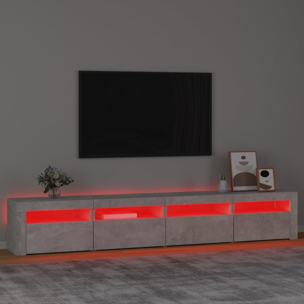 TV skrinka s LED svetlami betónová sivá 240 x 35 x 40 cm