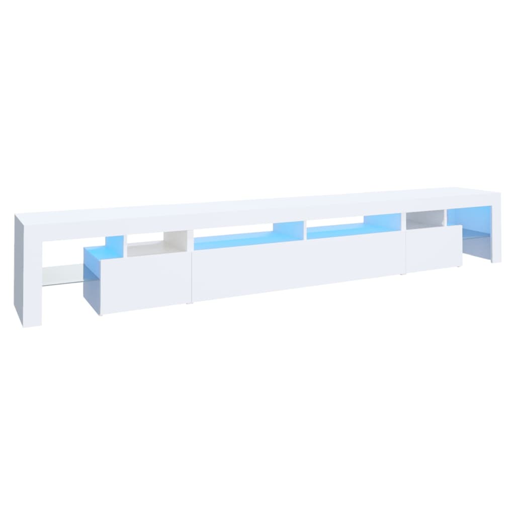 TV skrinka s LED svetlami biela 260x36,5x40 cm