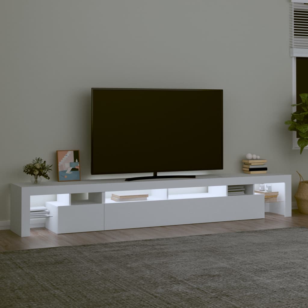 TV skrinka s LED svetlami biela 260x36,5x40 cm