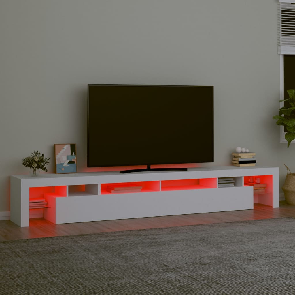 TV skrinka s LED svetlami biela 260x36,5x40 cm