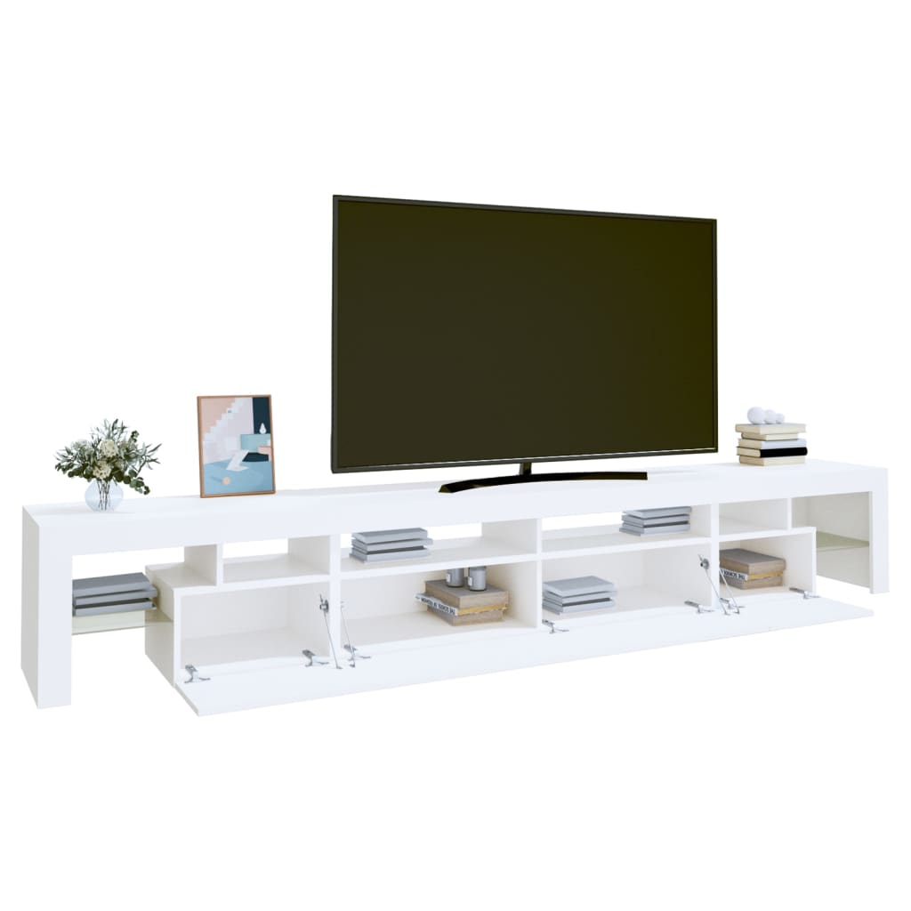 TV skrinka s LED svetlami biela 260x36,5x40 cm