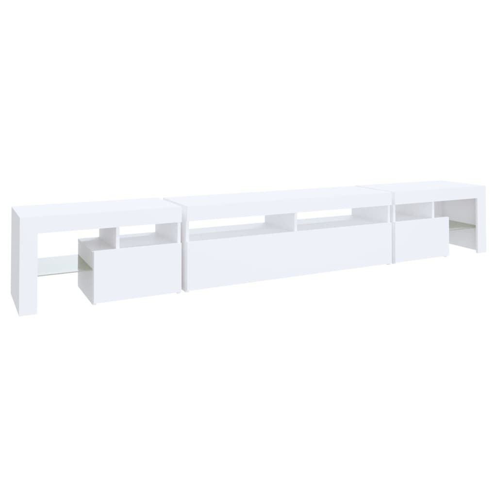 TV skrinka s LED svetlami biela 260x36,5x40 cm