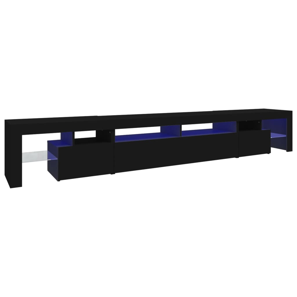 TV skrinka s LED svetlami čierna 260x36,5x40 cm