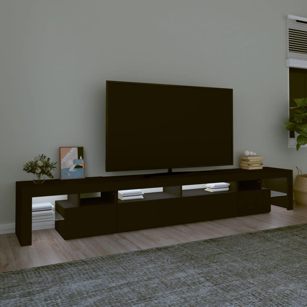 TV skrinka s LED svetlami čierna 260x36,5x40 cm