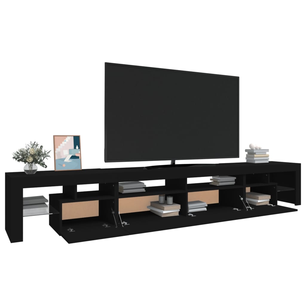 TV skrinka s LED svetlami čierna 260x36,5x40 cm